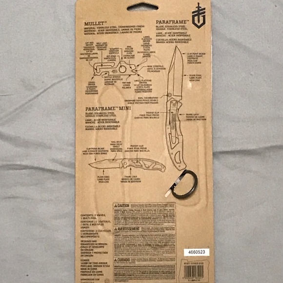 GERBER KNIFE SET (2 KNIVES + MULLET KEYCHAIN MULTITOOL) - Picture 5 of 7